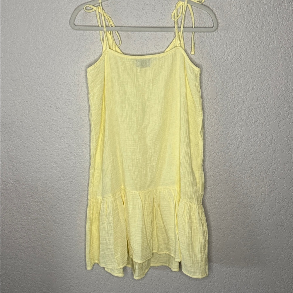 Monrow Organic Cotton Gauze Sleeveless Easy Dress in Lemon Size Large - Picture 6 of 8